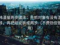 韩漫屋两步读法：先抓对象有没有漂移，再把结论拆成两步（不费劲但管用）