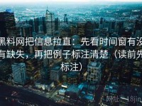 黑料网把信息拉直：先看时间窗有没有缺失，再把例子标注清楚（读前先标注）