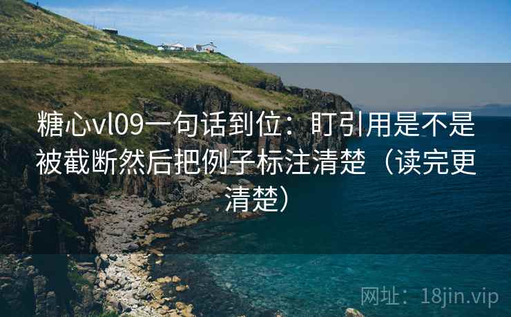 糖心vl09一句话到位：盯引用是不是被截断然后把例子标注清楚（读完更清楚）