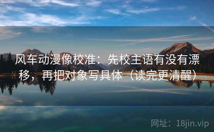 风车动漫像校准：先校主语有没有漂移，再把对象写具体（读完更清醒）
